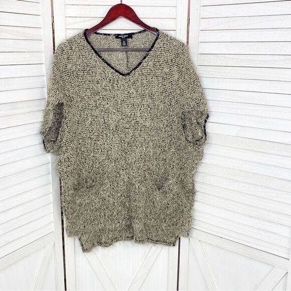 Nine West Sydney Sweater Fuzzy Eyelash Tunic Taupe Medium - Picture 7 of 12
